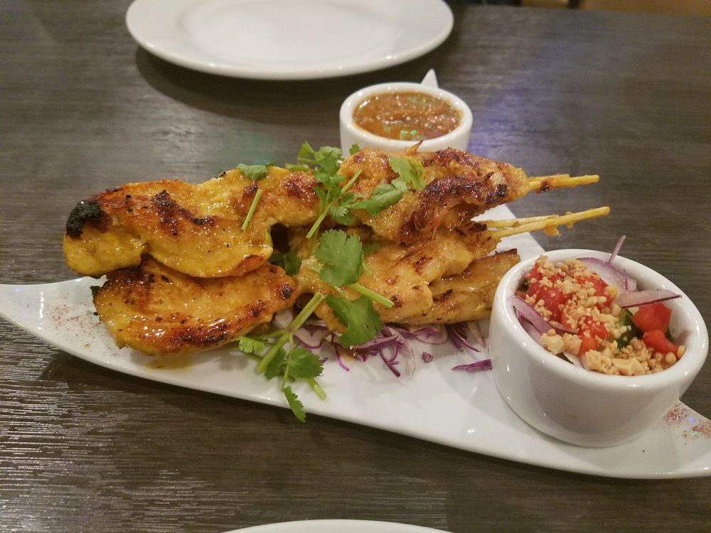 Chicken sataty on the Thai and fusion menu at Amazing Thai.