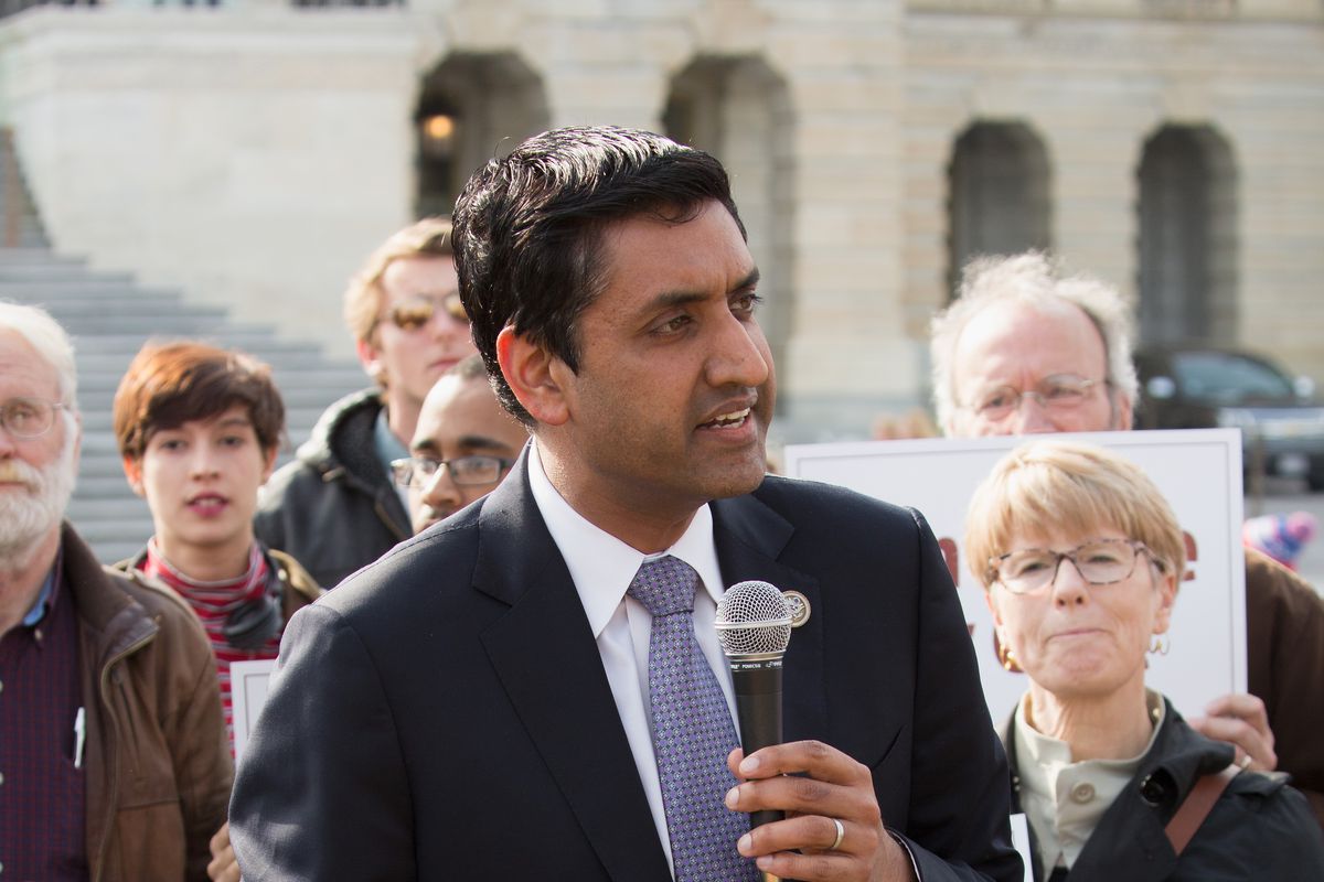 Ro Khanna at a “Save My Care” rally