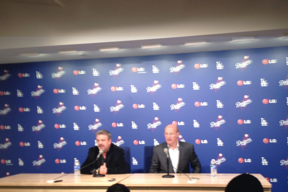 With Clayton Kershaw at home in Texas, Ned Colletti and Stan Kasten were in Los Angeles to discuss the record contract extension.