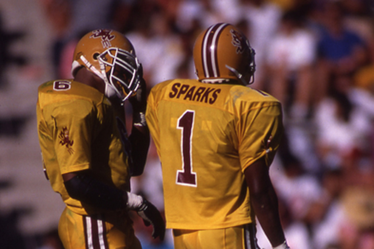 Phillippi Sparks (right) with Darren Woodson. 
