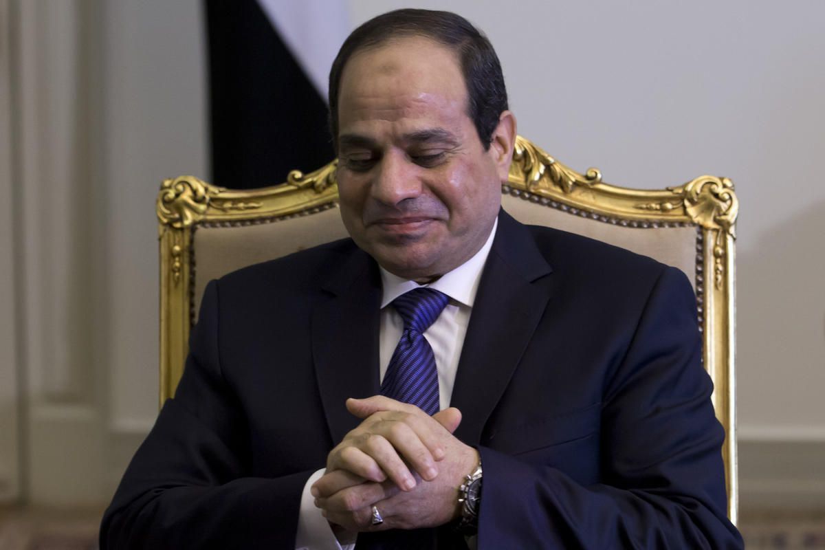 In this  Oct. 27, 2014 file photo, Egyptian President Abdel-Fattah el-Sissi waits for a meeting with Treasury Secretary Jacob Lew at the presidential palace in Cairo, Egypt. 