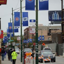 Sat 10/3, 3:39 p.m. Cubs banners along the 3600 block of Clark Street - 