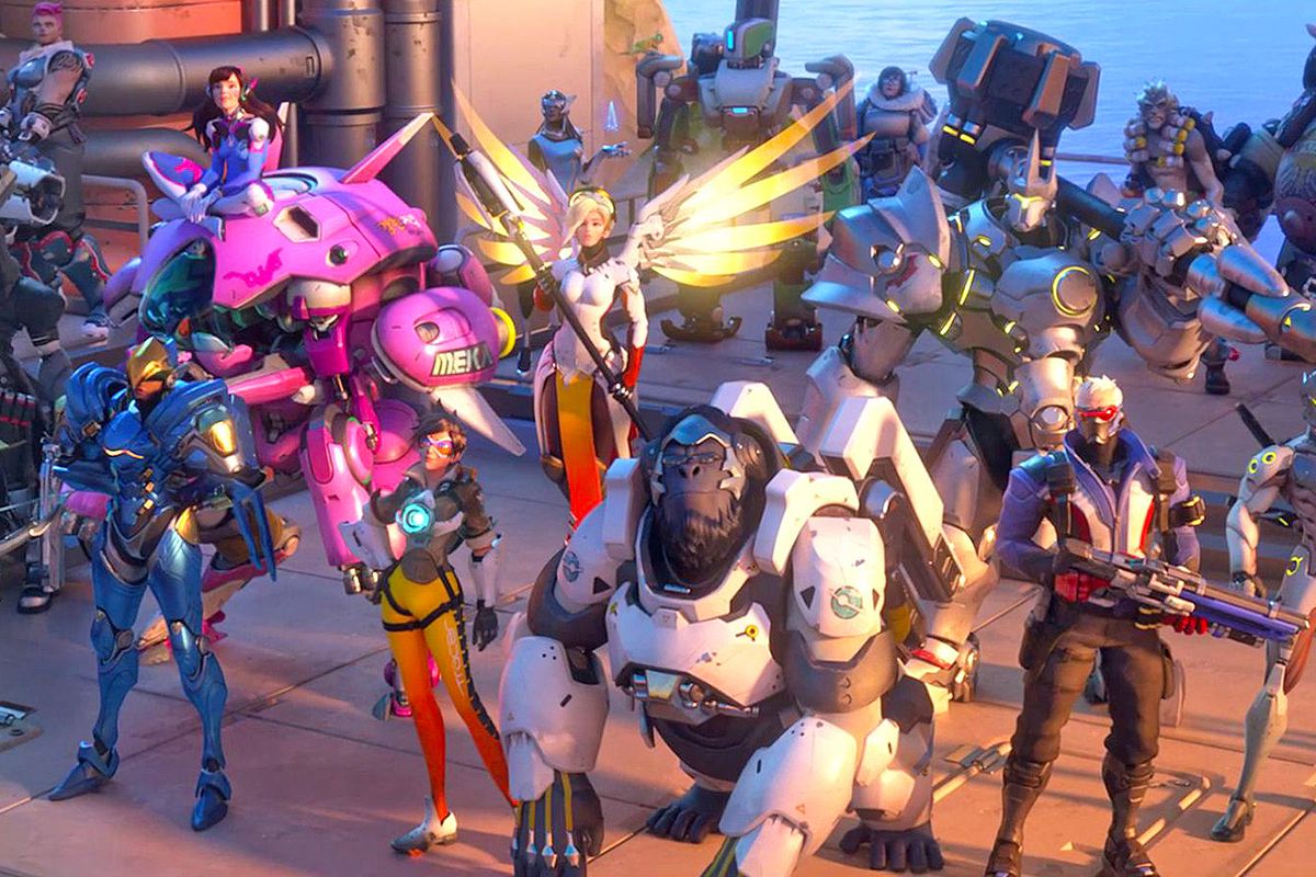 Overwatch - a promo shot from 2016 showing the full cast