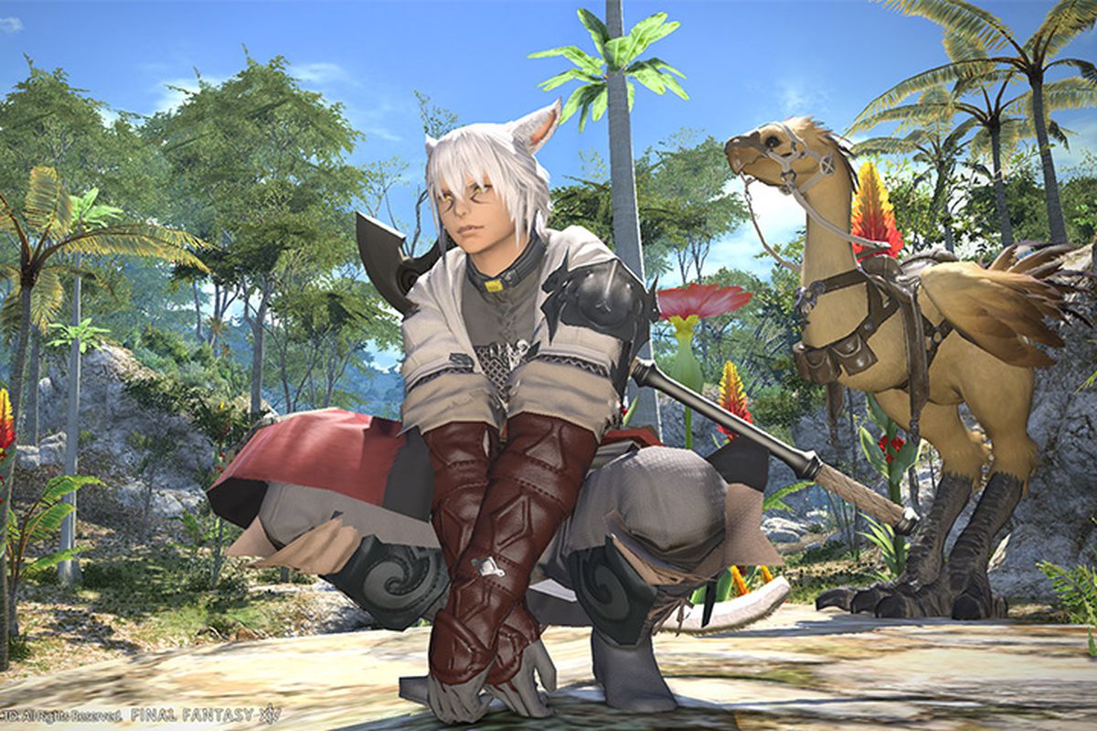 A fighter and chocobo in Final Fantasy 14