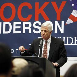 Rocky Anderson accepts the Justice Party nomination for president of the United States in Salt Lake City, Friday, Jan. 13, 2012.