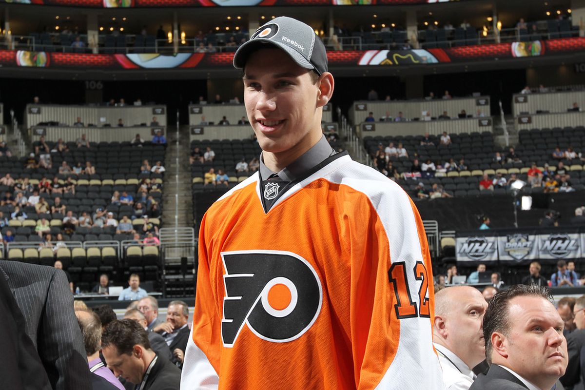 PITTSBURGH, PA - JUNE 23: Anthony Stolarz, 45th overall pick by the Philadelphia Flyers, looks on during day two of the 2012 NHL Entry Draft at Consol Energy Center on June 23, 2012 in Pittsburgh, Pennsylvania.  (Photo by Bruce Bennett/Getty Images)