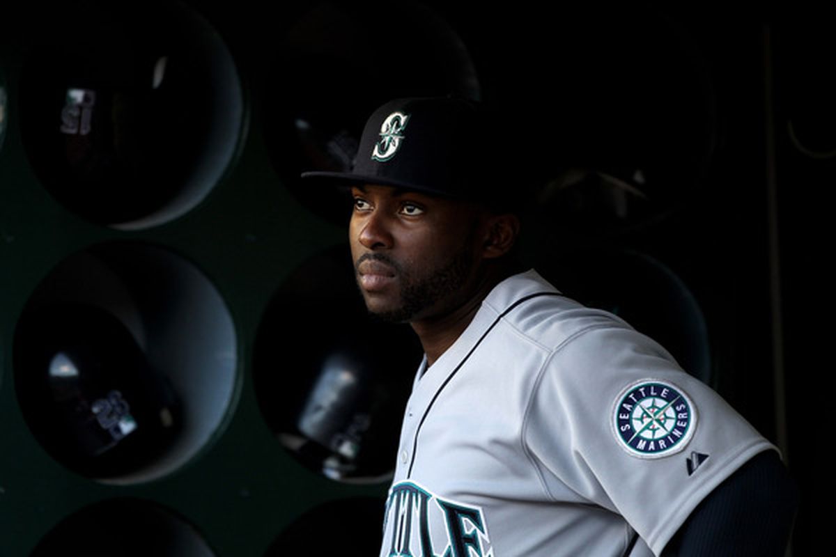 OAKLAND, CA - APRIL 06:  Milton Bradley #15 of the Seattle Mariners stands in the dugout before a game against the Oakland Athletics at the Oakland-Alameda County Coliseum on April 6, 2010 in Oakland, California.  (Photo by Ezra Shaw/Getty Images)