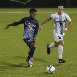 The UConn Huskies take on the Providence Friars in a men’s college soccer game at Chapey Field at Anderson Stadium in Providence, RI on October 2, 2018.