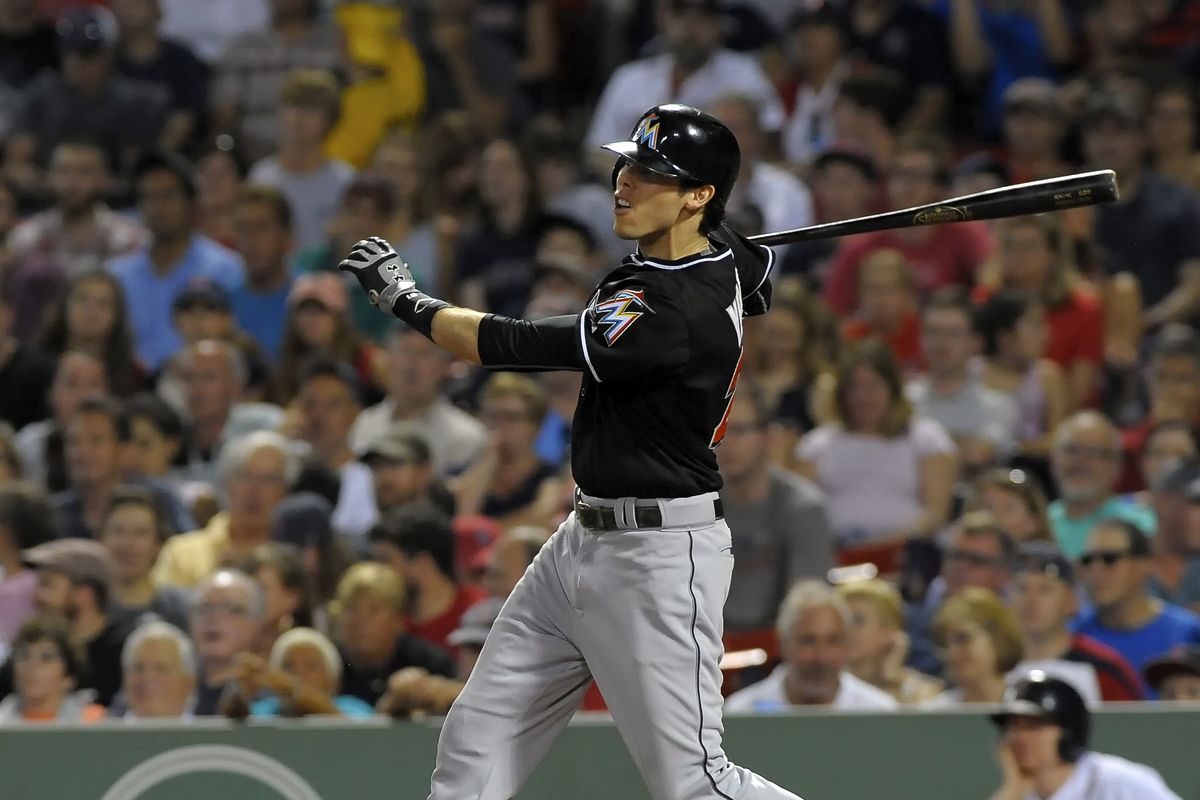 Yelich's three hits were not enough on Tuesday at Fenway