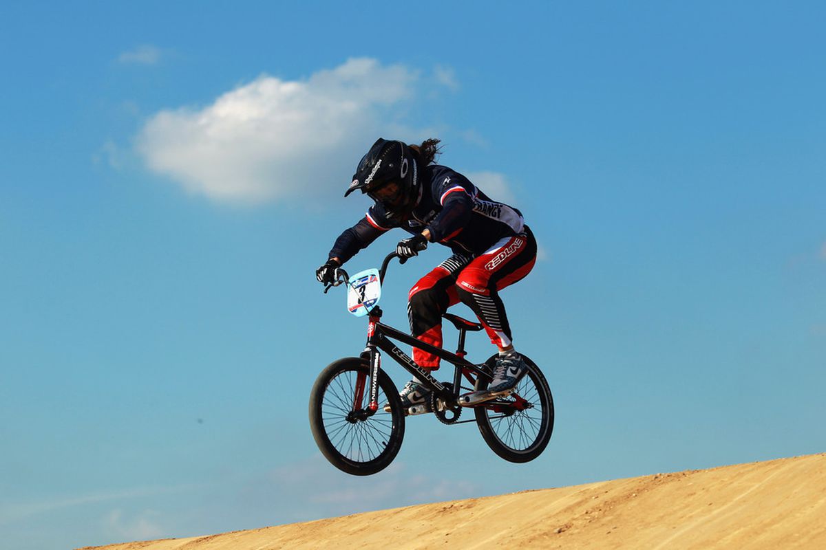 Magalie Pottier looks to duplicate countrywoman Anne-Caroline Chausson's performance in BMX as the only French female gold medalist in the 2008 Games. (Photo by Bryn Lennon/Getty Images)