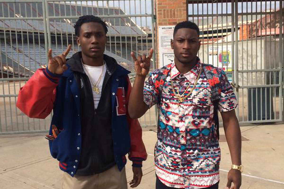 Holton Hill (left) and Kris Boyd after committing to Texas