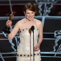 Julianne Moore accepts the award for best actress in a leading role for “Still Alice at the Oscars on Sunday, Feb. 22, 2015, at the Dolby Theatre in Los Angeles. 