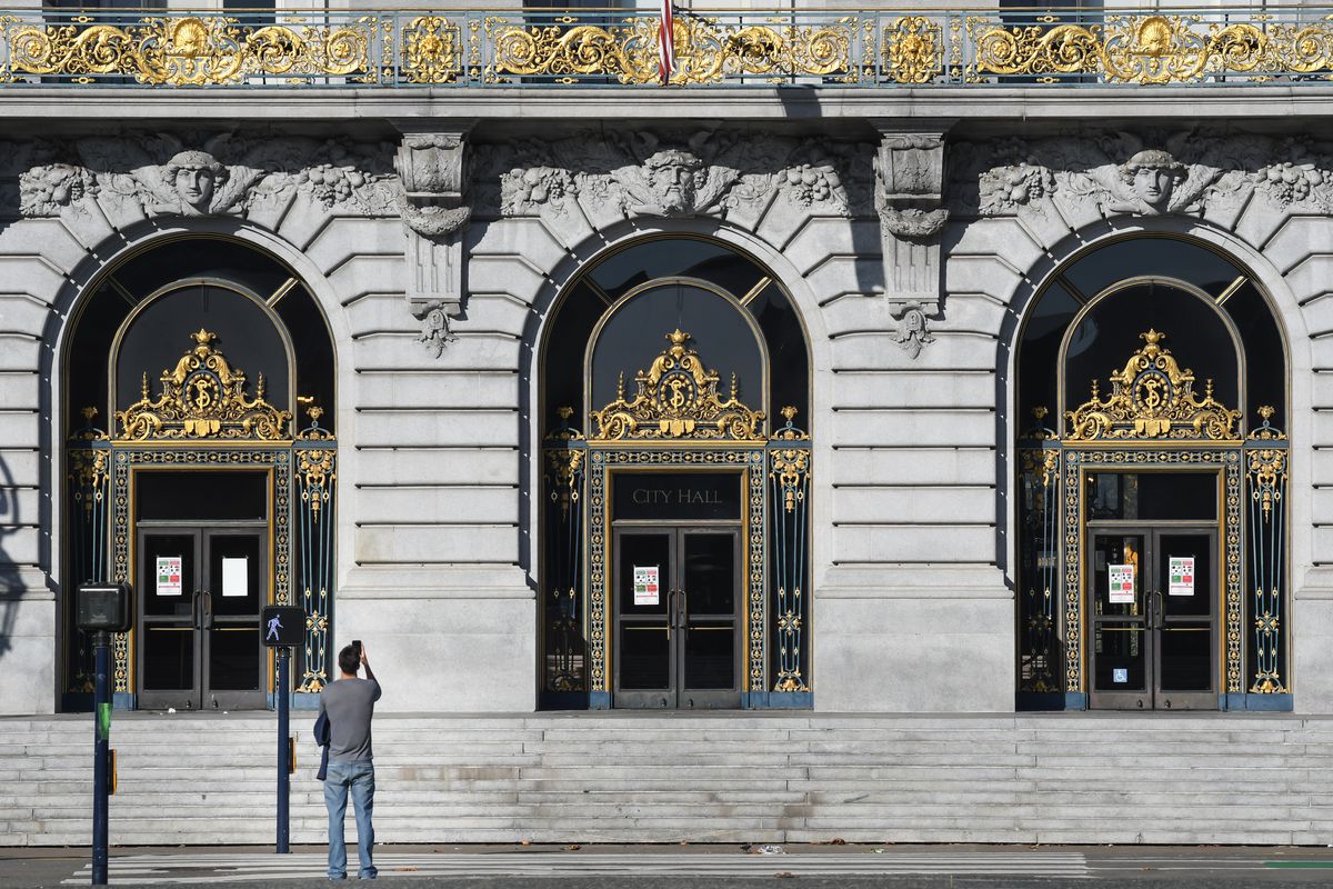 The front doors of San Francisco City Hall.