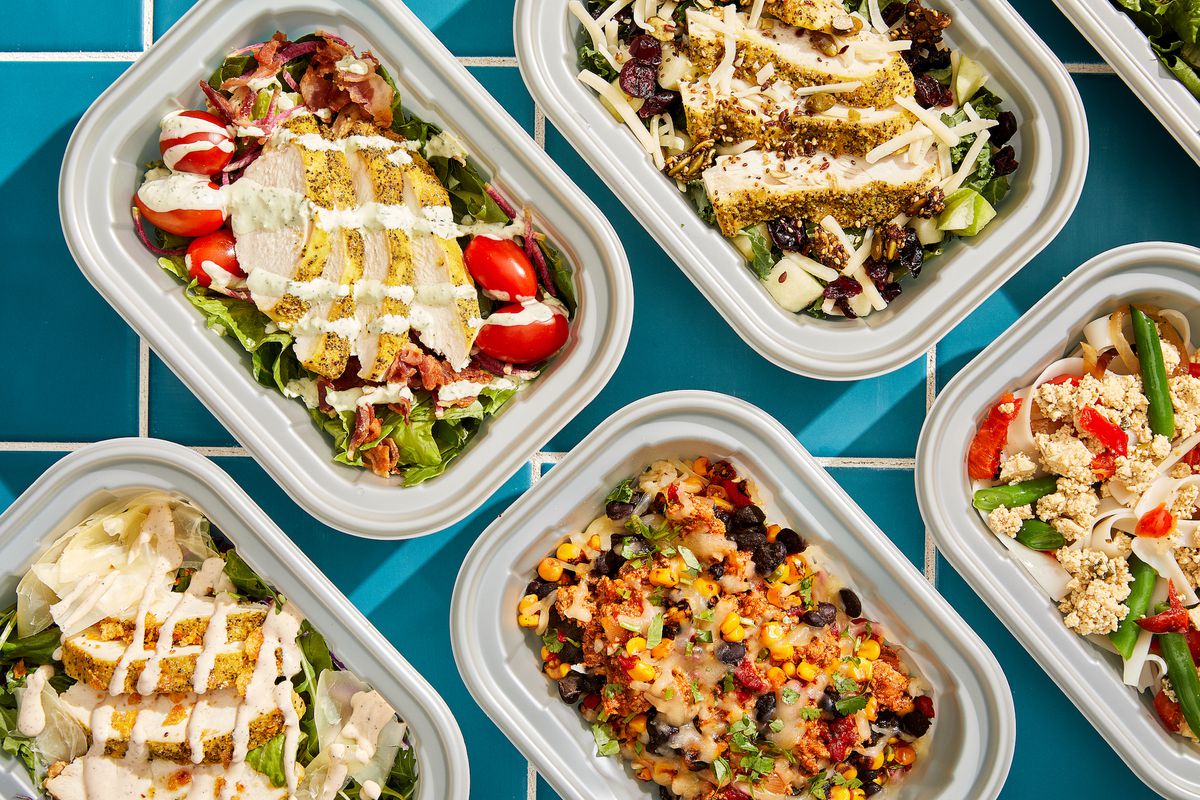 Prepared meals in to-go containers.