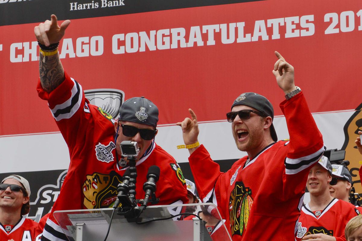 The Hurricanes acquired 2015 Stanley Cup champions Joakim Nordstrom, left, and Kris Versteeg, right, from the cap-strapped Blackhawks.