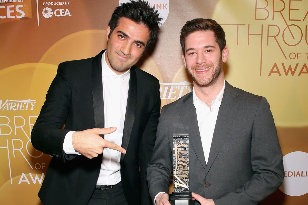 HQ Trivia founders Rus Yusupov (left) and Colin Kroll at the 2014 Variety Breakthrough Of The Year Awards - Backstage