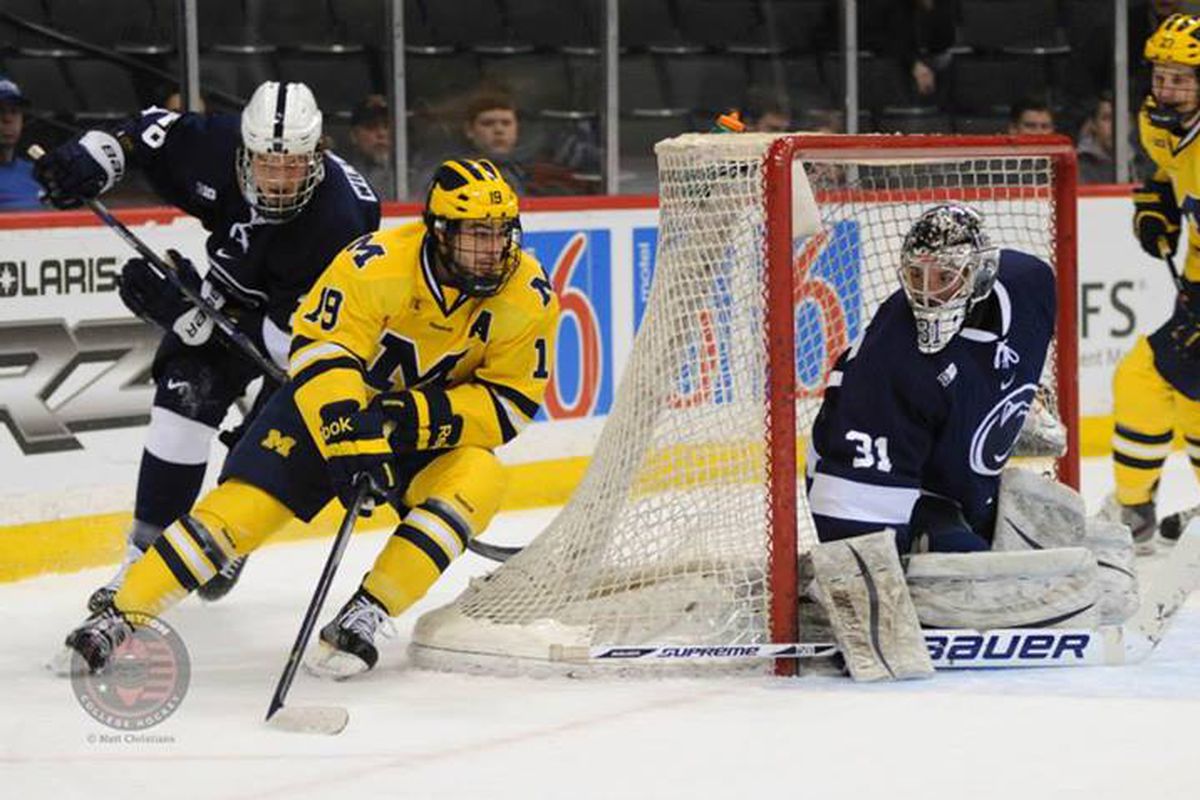 Michigan and Penn State battled to the first OT game in the first Big Ten Hockey Conference Tournament game