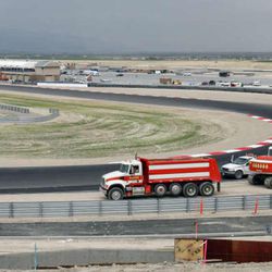 Construction workers complete  the new Miller Motorsports Park May 3, 2006 in Tooele.  Jeffrey D. Allred/photo