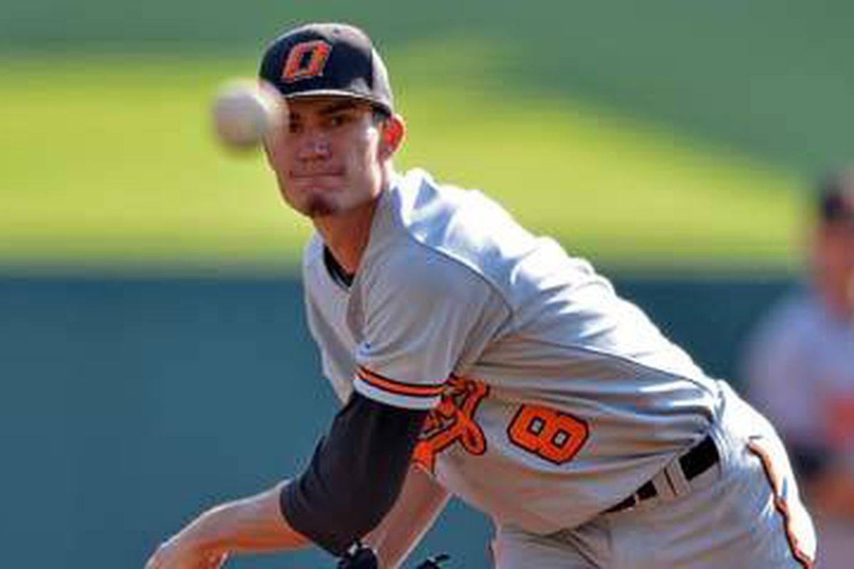 Andrew Heaney, Oklahoma State pitcher, the ninth overall player taken in the 2012 MLB draft, by the Miami Marlins.