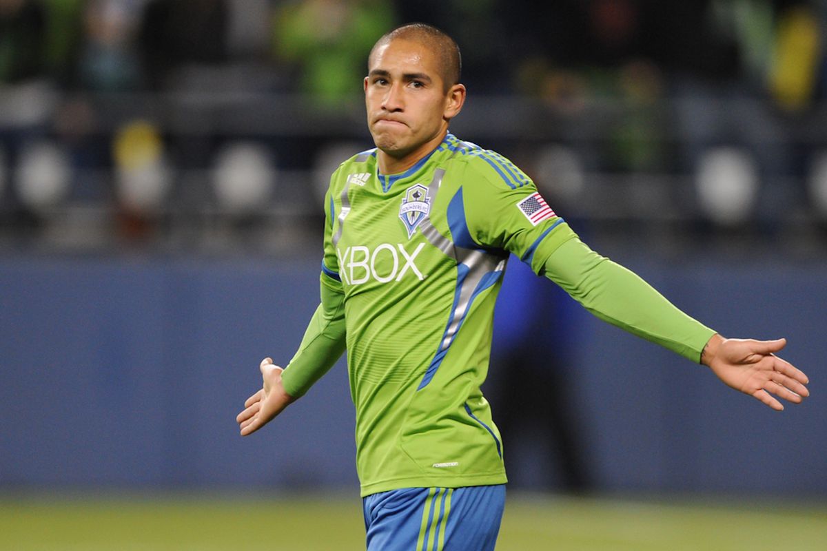 All David Estrada does is score goals and win awards. Today it was announced that he is the MLS Player of the Week for Week Two. (Photo by Chris Coulter/<a href="http://soundersphotos.com/" target="new">SoundersPhotos.com</a>)