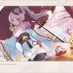Kamisato Ayaka didn’t become a playable character until 2.0, but she appeared in celebratory art of the game early on in development. 