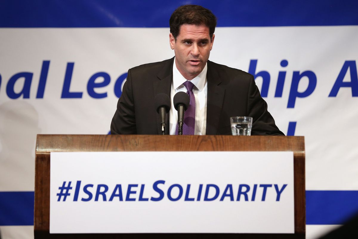 Israeli Ambassador Ron Dermer speaks in Washington in July 2014