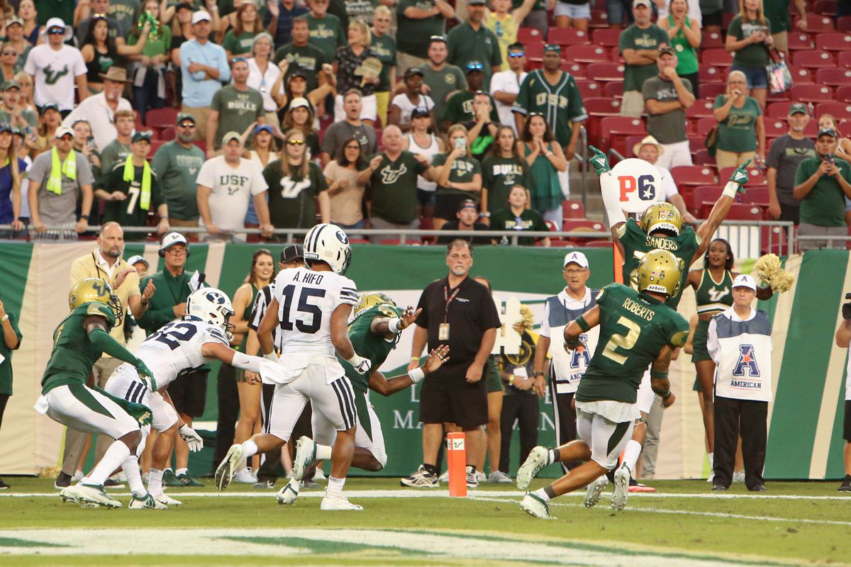 As time expires, backup quarterback Baylor Romney’s end zone pass falls incomplete, and BYU loses to the USF Bulls 27-23.