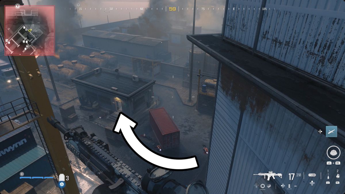 Call of Duty: Modern Warfare 3 screenshot with the Silenced ISO Hemlock location marked.