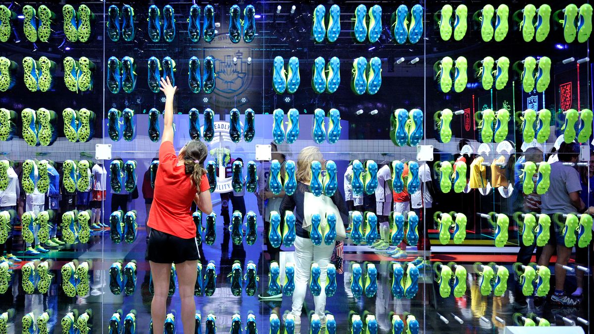 A shopper at a Nike Underground pop-up shop. Photo: Rich Lam/Getty Images