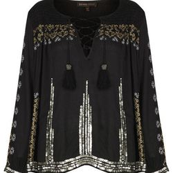 EMBROIDERED SMOCK BLOUSE, $120