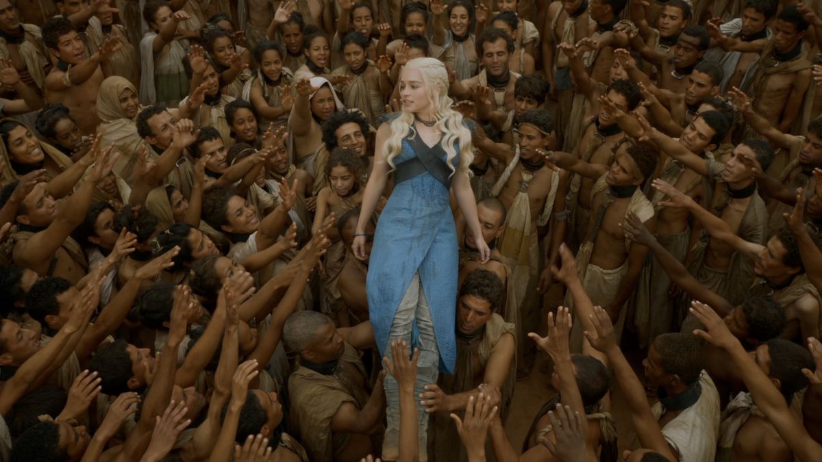 Game of Thrones - Daenerys being hoisted up by the freed slaves of Yunkai