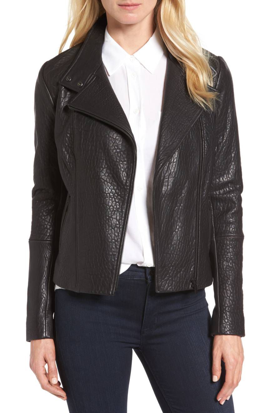 A textured leather jacket