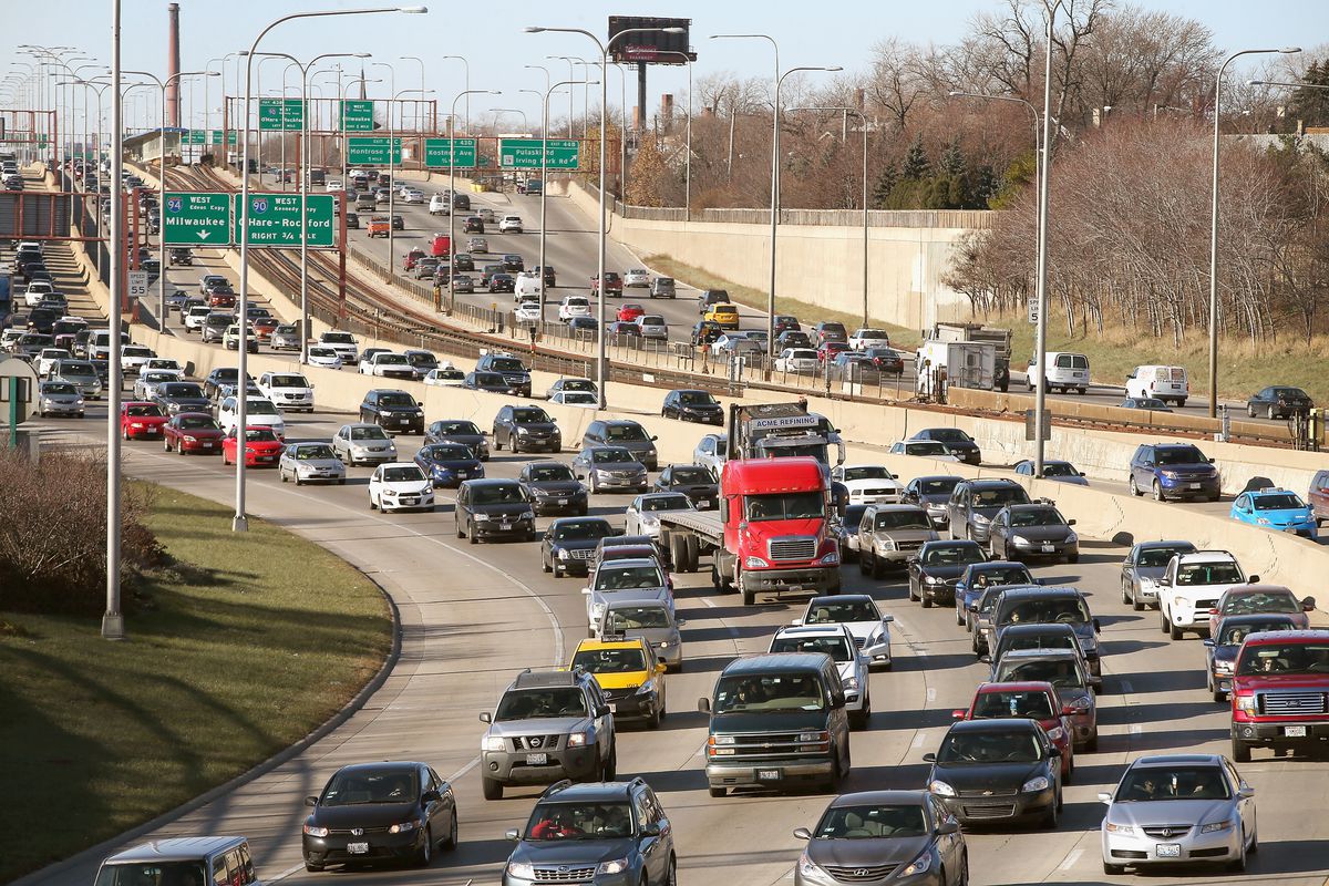 Traffic backs up on the Kennedy Expressway in 2013.