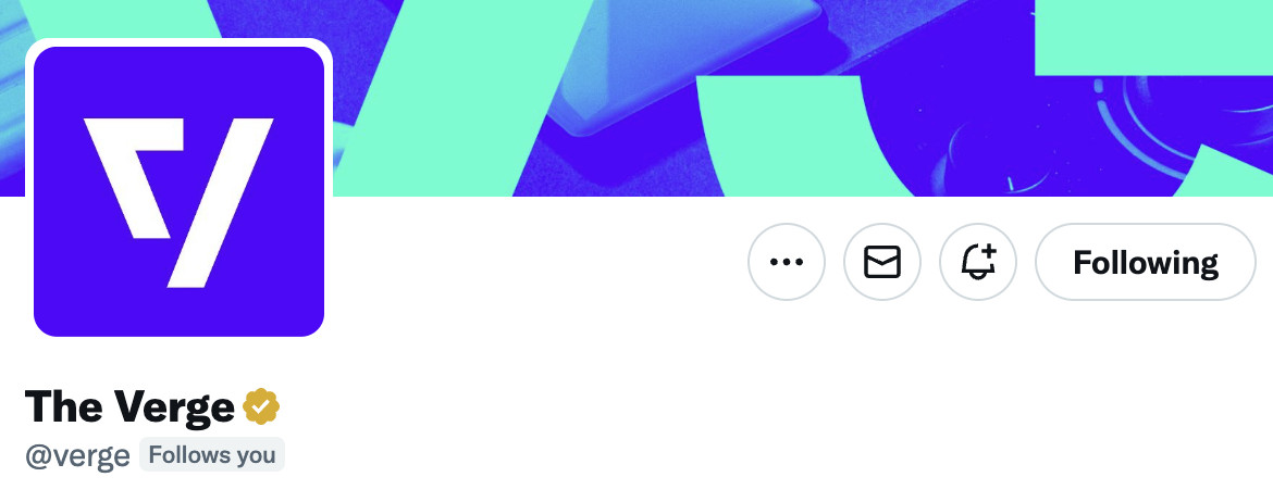 A screenshot of part of The Verge’s Twitter profile.