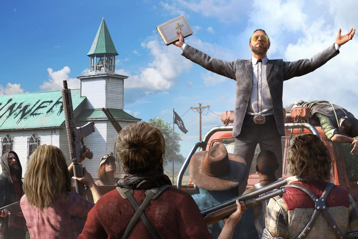 Far Cry 5 - Joseph Seed preaching in front of his followers