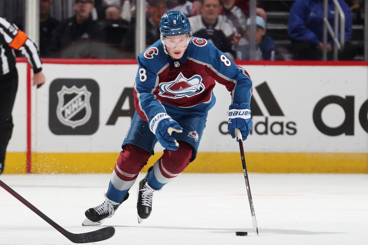 Cale Makar #8 of the Colorado Avalanche skates against the Nashville Predators in Game Two of the First Round of the 2022 Stanley Cup Playoffs at Ball Arena on May 5, 2022 in Denver, Colorado.