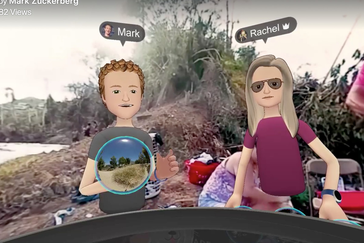 Mark Zuckerberg and Rachel Franklin in virtual reality in Puerto Rico