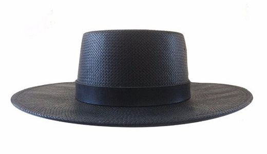A black, straw bolero hat