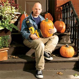 <p>Scared at home <em>This Old House</em> editor Scott Omelianuk, shown preparing for his annual Hoboken Saw-it-all Pumpkin Massacre, these days fears rain and rumbles more than ghosts and goblins.</p>