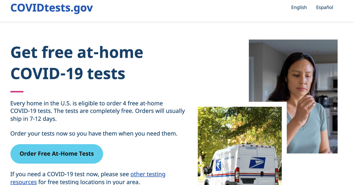 COVIDTests.gov is live now, letting you order four free rapid tests