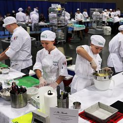 Students from Westlake High School prepare dishes during the Utah ProStart state finals in Sandy on Tuesday, March 8, 2016. The students were required to prepare a three-course meal in teams of two, three or four. They were judged on their knife skills, plating and food safety, as well as other factors. ProStart, which helps prepare high school juniors and seniors for the culinary and hospitality management industries, was founded by the Utah Restaurant Association.