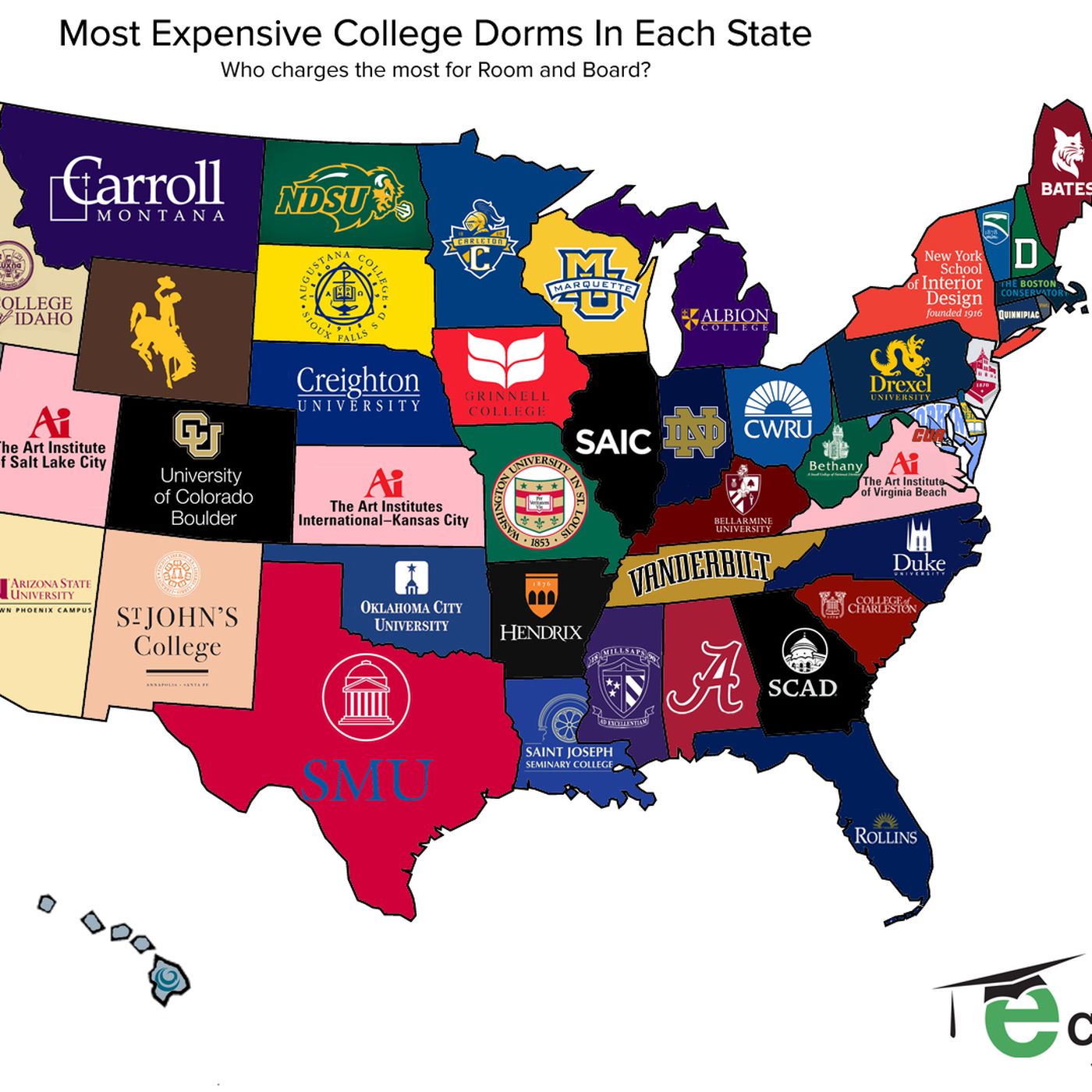 Map The Most Expensive College Dorms In Every State Vox