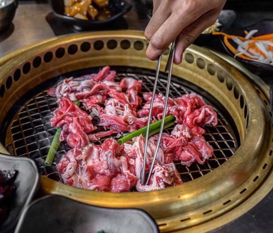 A tabletop grill in action at Gogi Yogi in Shaw