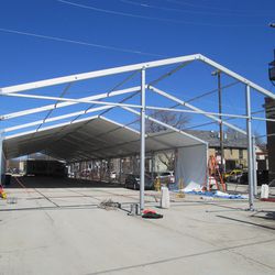 Parking tent, partially covered - 