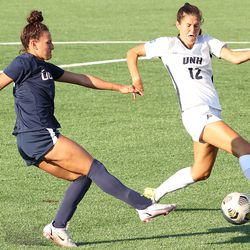 UConn’s Jaydah Bedoya #13 during the New Hampshire Wildcats vs the UConn Huskies exhibition women’s college soccer game at Morrone Stadium at Rizza Performance Center in Storrs, CT, on Saturday August 14, 2021.
