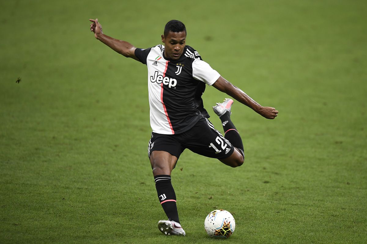 Alex Sandro of Juventus FC kicks the ball during the Serie A...