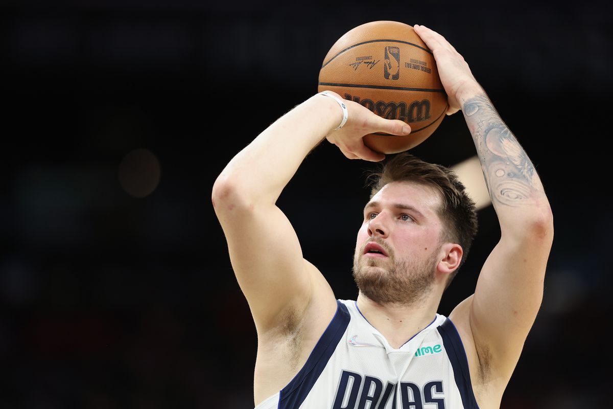 Luka Doncic #77 of the Dallas Mavericks attempts a free throw shot against the Phoenix Suns during the first half of Game One of the Western Conference Second Round NBA Playoffs at Footprint Center on May 02, 2022 in Phoenix, Arizona.