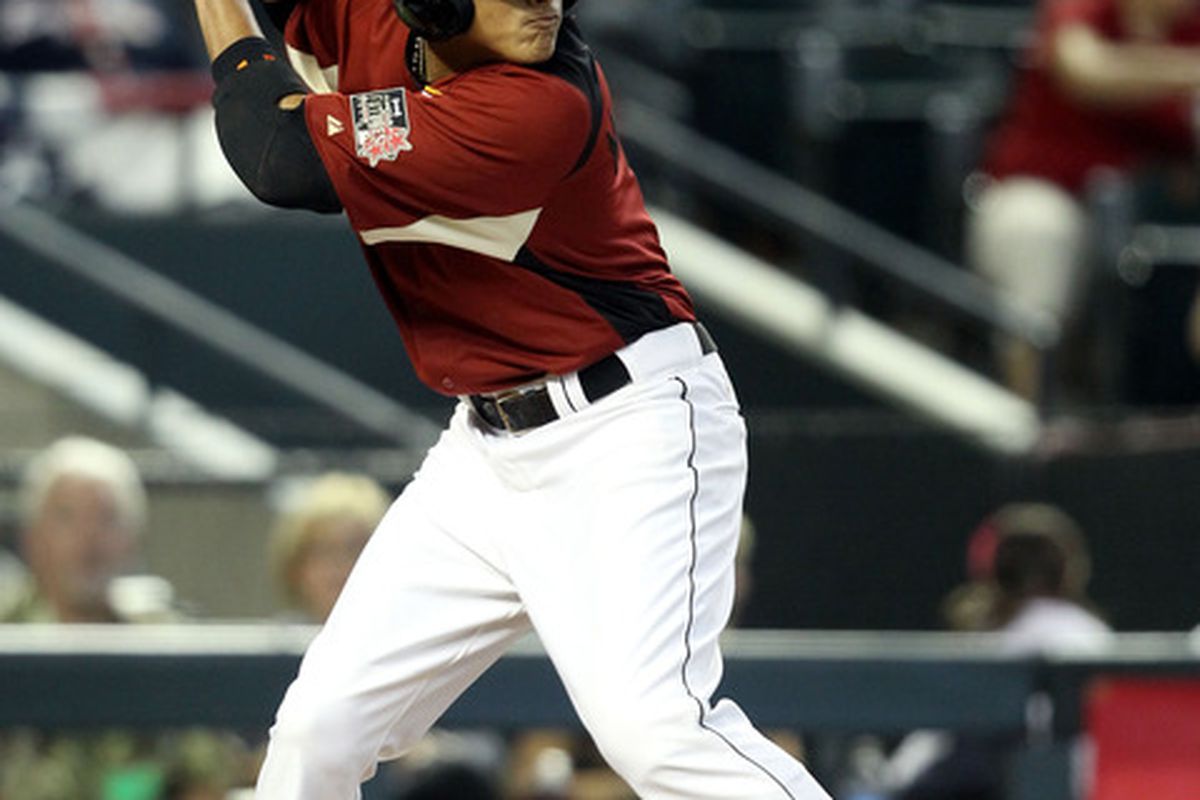 PHOENIX, AZ - JULY 10:  U.S. Futures All-Star Manny Machado #3 of the Baltimore Orioles takes an at bat during the 2011 XM All-Star Futures Game at Chase Field on July 10, 2011 in Phoenix, Arizona.  (Photo by Christian Petersen/Getty Images)