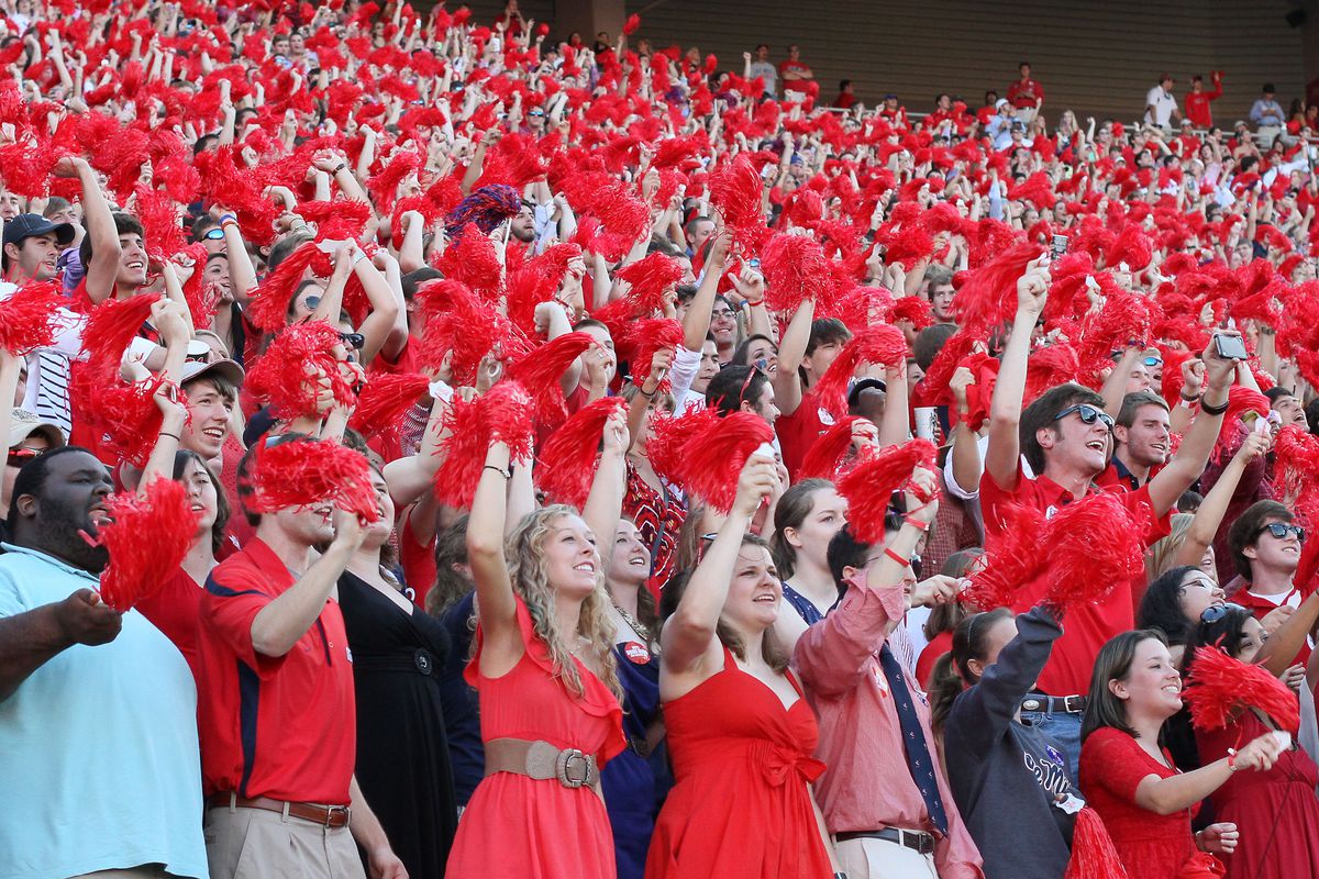 Sept 8, 2012; Oxford, MS, USA;  Mississippi Rebels fans cheer their team on during the game against the UTEP Miners at Vaught-Hemingway Stadium. Mandatory Credit: Marvin Gentry-US PRESSWIRE