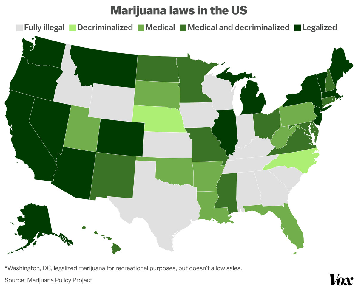 A map of the US’s marijuana laws.